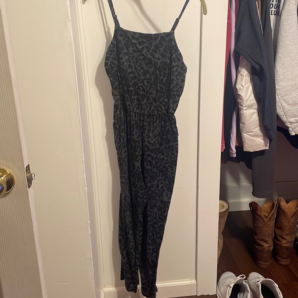 Black leopard jumpsuit